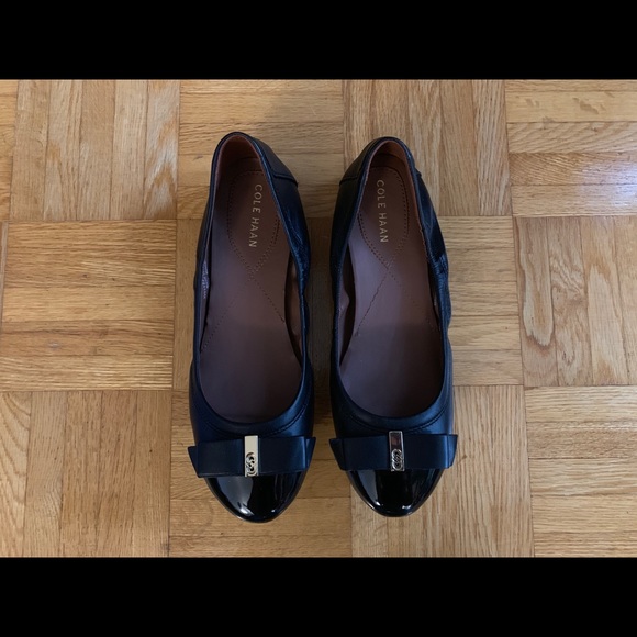 Cole Haan Elsie Ballet II Bow Flat Black New 6 - Picture 2 of 14
